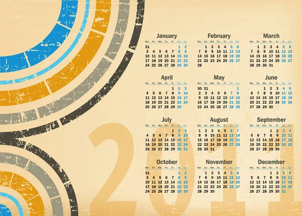 Retro naptár 2011 — Stock Vector