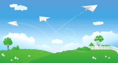 Scene with paper planes clipart