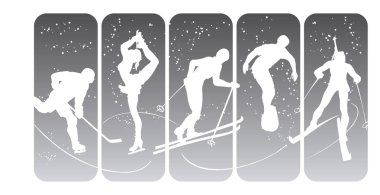 Winter sport silhouettes clipart