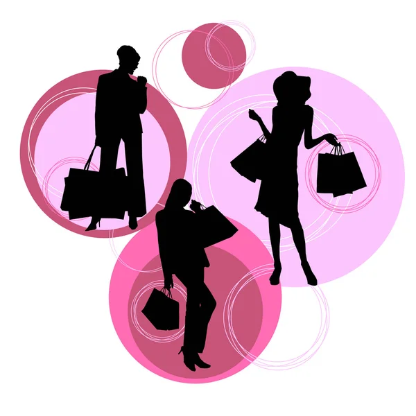 Silhouettes shopping — Image vectorielle