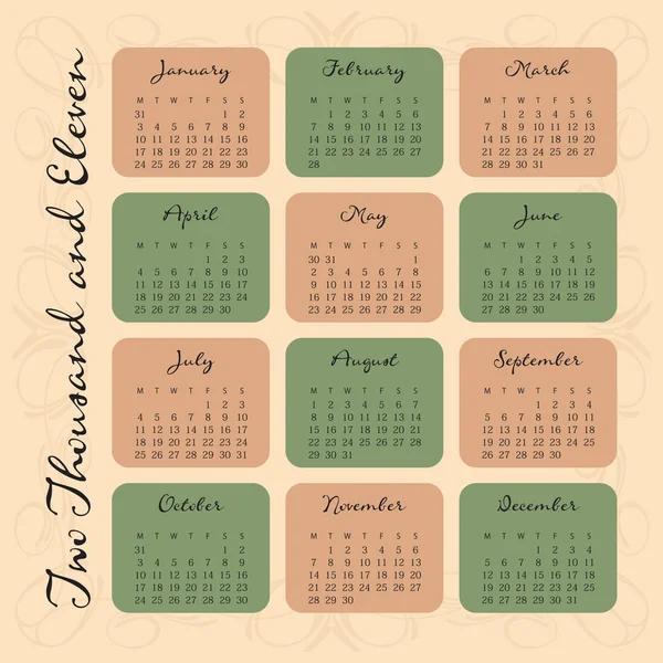 2011 Calendar — Stock Vector