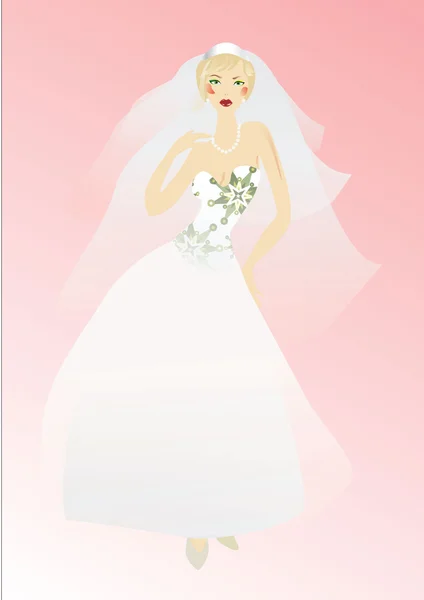 Die Braut im Kleid — Stockvektor