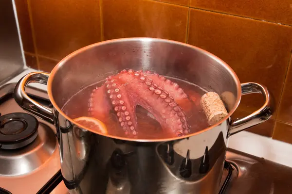 Octopus in the pan — Stock Photo, Image