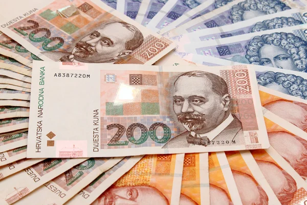 Chorwackie banknoty Kuna rozłożone — Zdjęcie stockowe