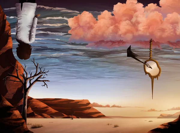 Woestijn hemel - surrealistisch digitaal schilderen — Stockfoto