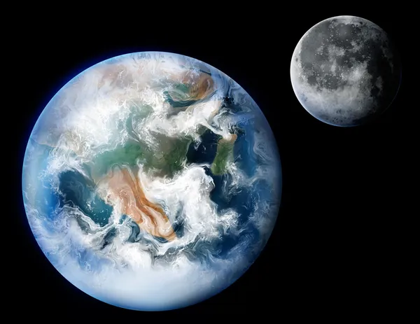 Πλανήτη γη και το φεγγάρι — Φωτογραφία Αρχείου