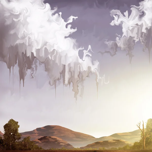 Smeltende wolken boven warme woestijn — Stockfoto