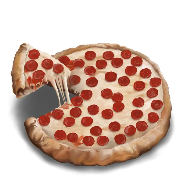 Pepperoni Pizza Illustration — Stockfoto