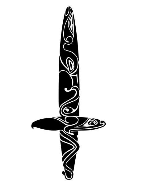 部落的匕首设计-黑色及白色线条艺术 — 图库照片