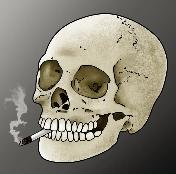 喫煙頭蓋骨アートワーク — ストック写真