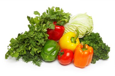 Different fresh tasty vegetables isolated on white. XXL. clipart