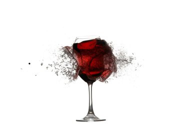 Shoot by glass with red wine isolated on white. XXL. clipart