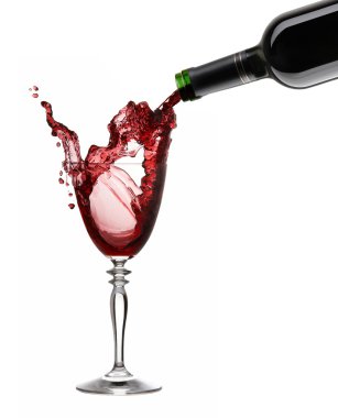 Pouring a glass of red wine with clipping path XXL clipart