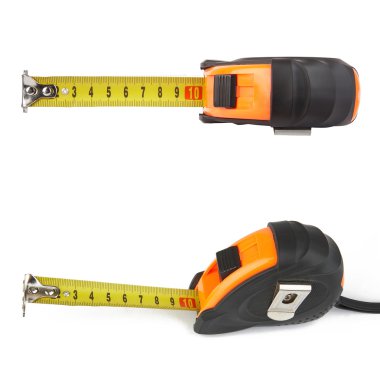 Yellow tape measure on white. clipart