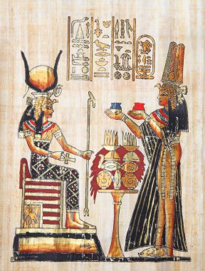 Papyrus with elements of egyptian ancient history. XXL clipart