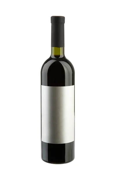 Bir şişe kırmızı şarap, beyaz izole. XXL. — Stok fotoğraf