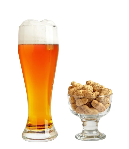 stock image Fresh beer & Peanut in glass XXL