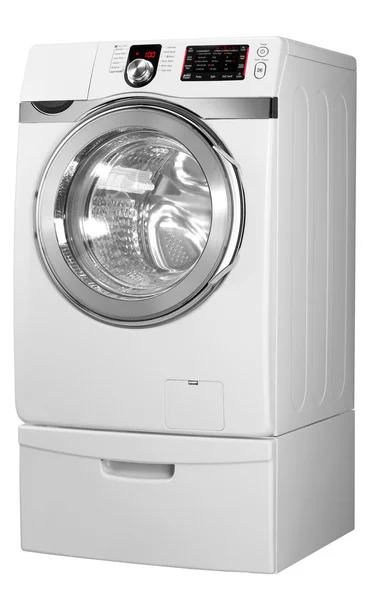 Máquina de lavar no fundo branco — Fotografia de Stock