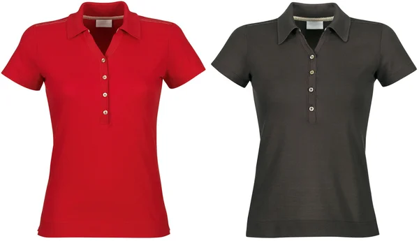Leere rote & schwarze T-Shirts vorne mit Clipping-Pfad. — Stockfoto