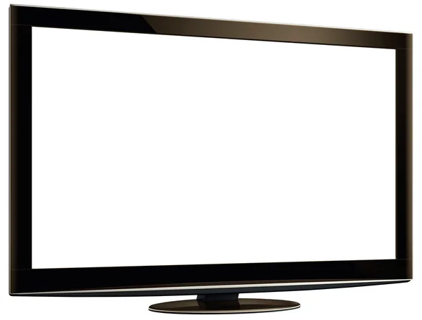 TV LCD y pantalla blanca XXL + ruta de recorte — Foto de Stock