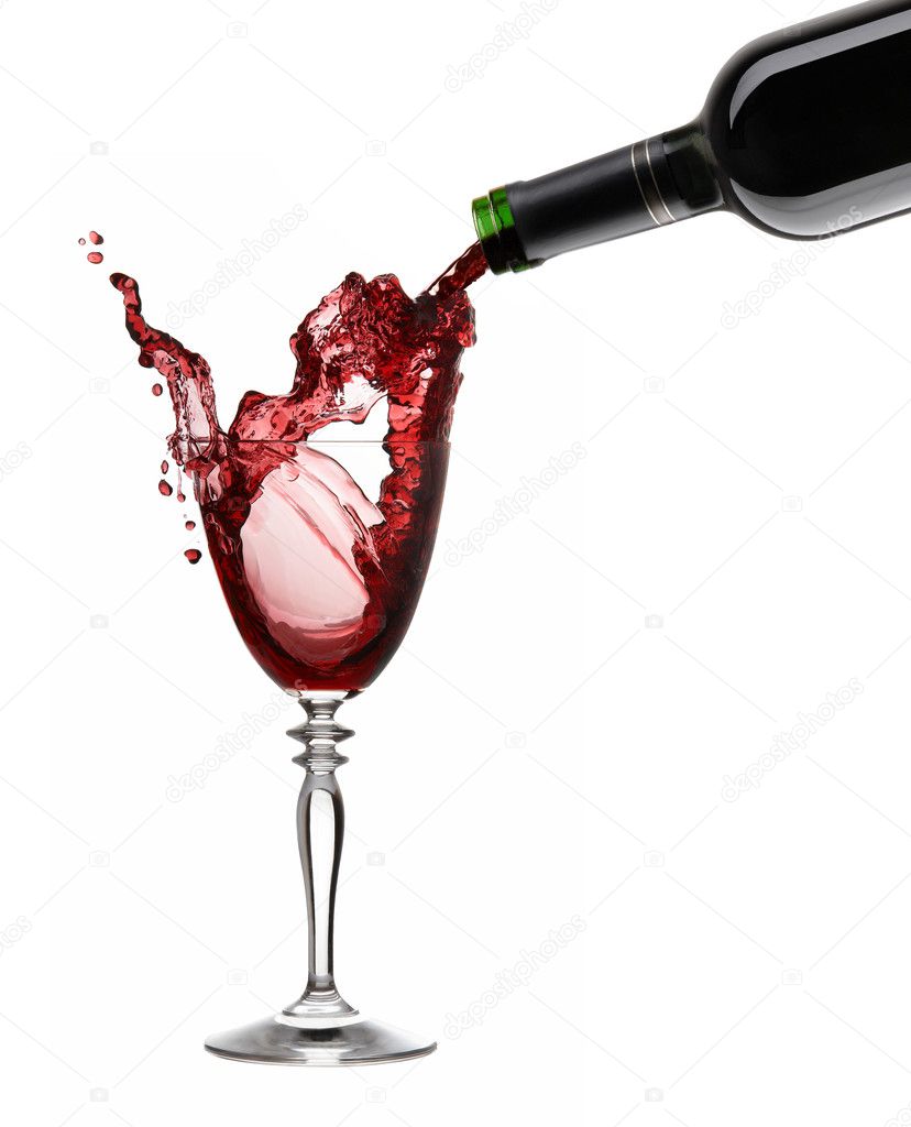 Pouring a glass of red wine with clipping path XXL