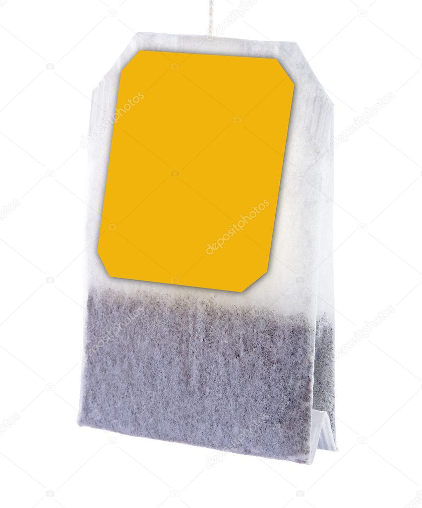 Close-up of tea bag isolated on white. XXL.