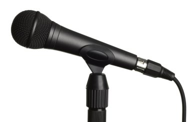 Microphone isolated on white + clipping path. clipart