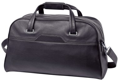 Business black travel leather bag + clipping path. clipart