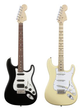 Electric guitars isolated on white + clipping path. clipart