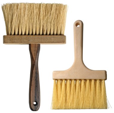 Clean Paintbrush with wooden stem on white + Clipping Path clipart