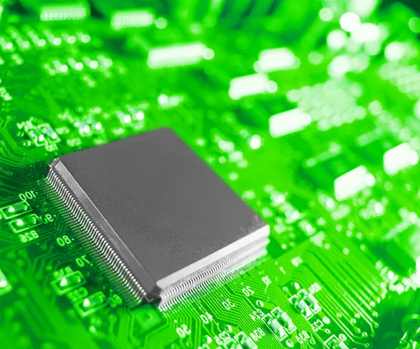 Close-up van elektronische circuit board met processor — Stockfoto