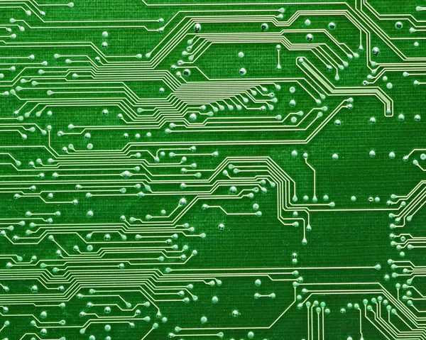 Placa de circuito de computador em verde — Fotografia de Stock