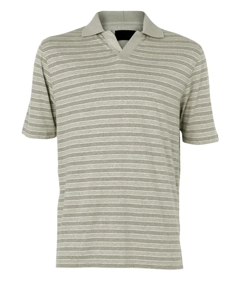 Blank of Beige Striped T-Shirts Front with Clipping Path. — Stock Photo, Image