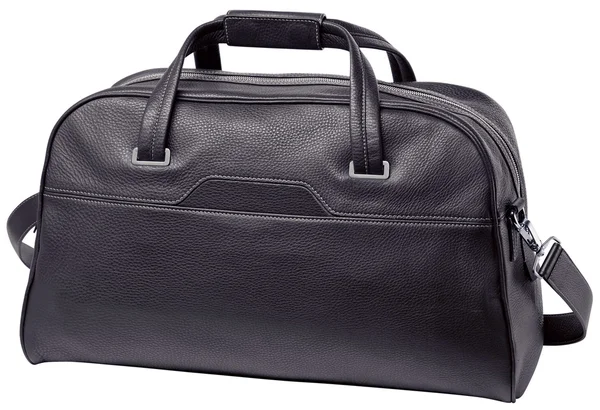 Business schwarze Reisetasche aus Leder + Clipping-Pfad. — Stockfoto