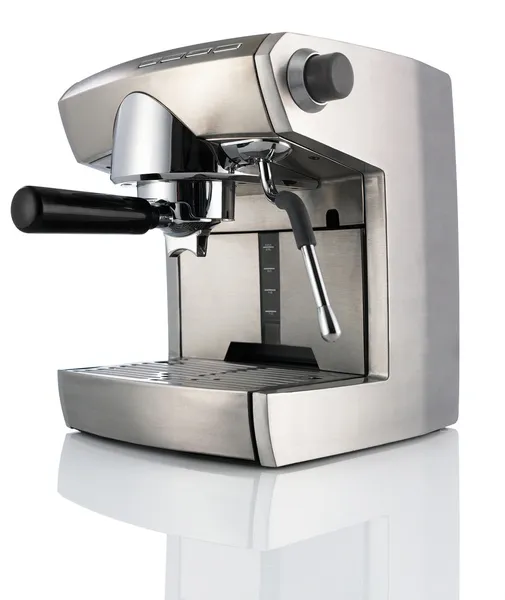 Máquina de café moderna (fabricante) isolado no branco + Clipping Path . — Fotografia de Stock