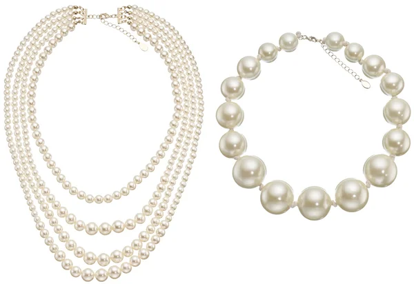 Perlenkreis & Halskette isoliert auf weißem Hintergrund. — Stockfoto