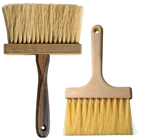 Clean Paintbrush with wooden stem on white + Clipping Path — Stock Photo, Image