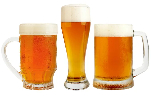 Set of Glasses Fresh Pils Beer with froth and condensed water pe — Stock Photo, Image