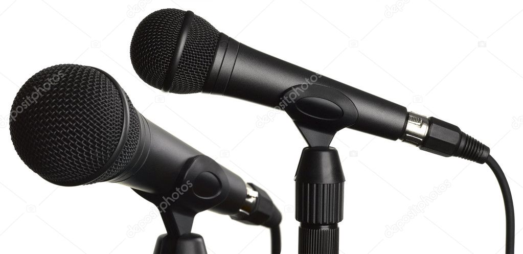 Microphones isolated on white + clipping path.
