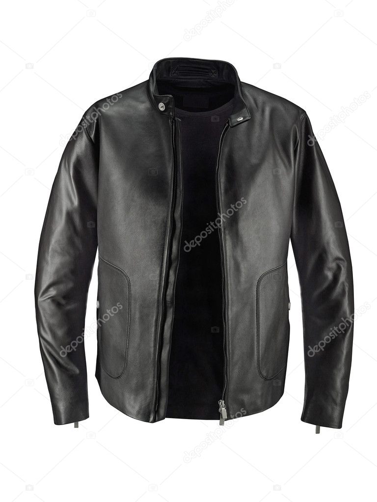 Luxuru Black Leather jacket isolated on white + clipping path