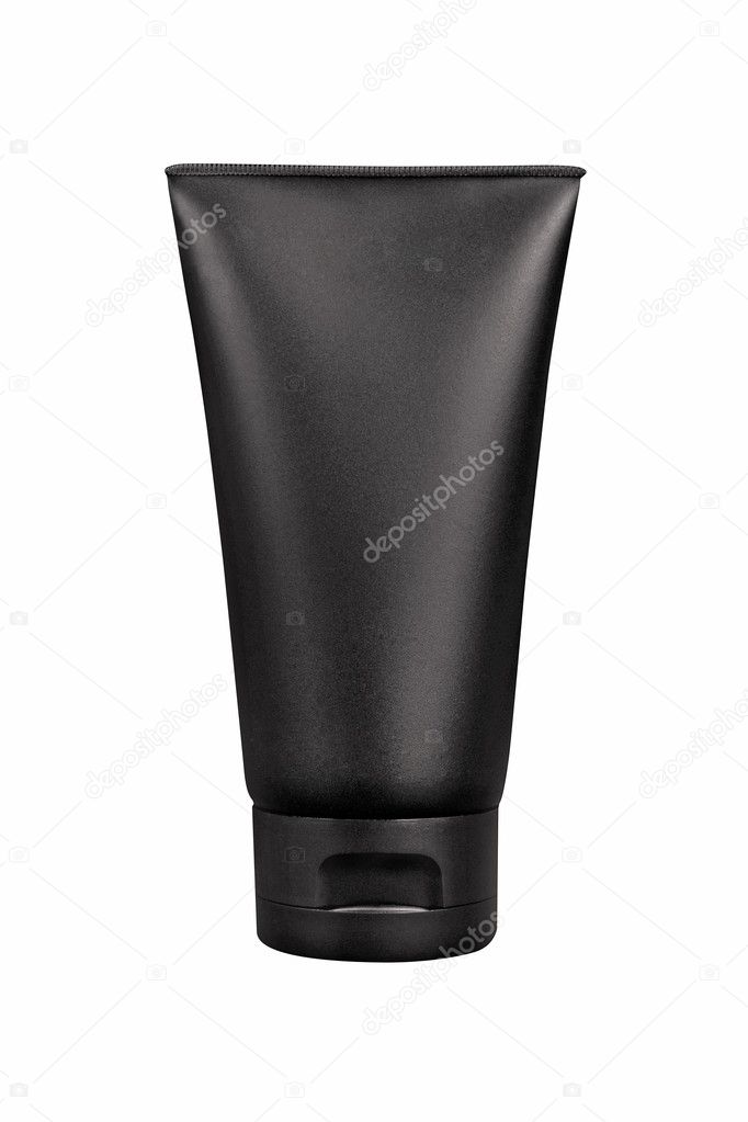 Black Cream container isolated over the white + clipping path
