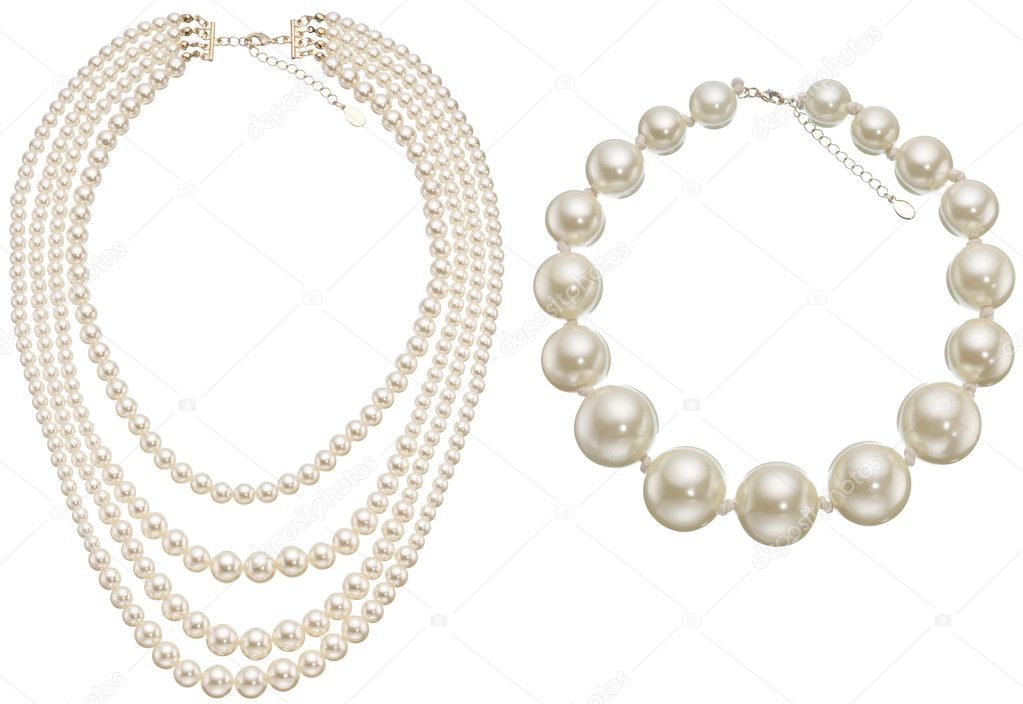 Pearls Circle & Necklace isolated on white background.