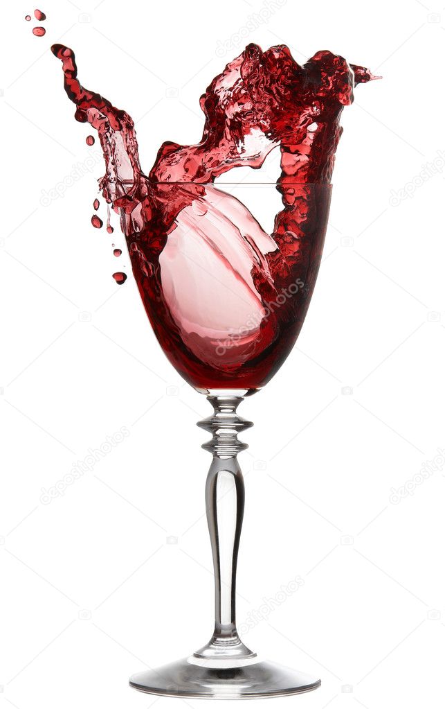 Pouring a glass of red wine with clipping path at white nackgrou