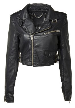 Luxuru Black Leather jacket isolated on white + clipping path clipart