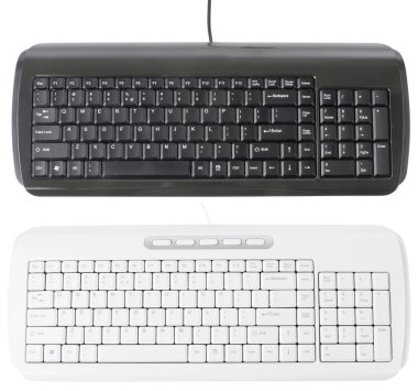 kırpma yolu ile beyaz izole beyaz ve siyah klavye