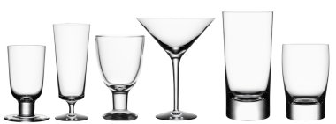 Set of empty cocktail glasses isolated on white background with clipart
