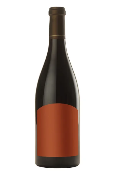 Een fles rode wijn, geïsoleerd op wit met uitknippad. — Stockfoto