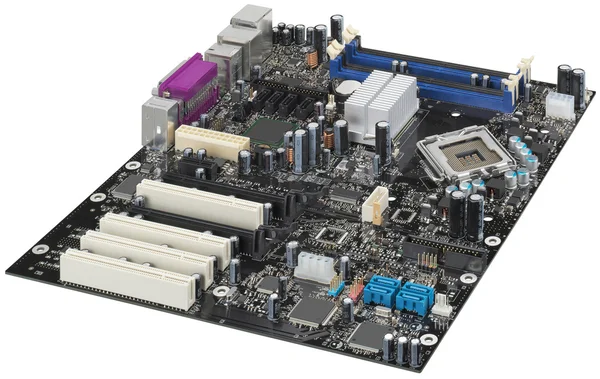 Socket 775 motherboard isolated on white — Stock Photo, Image
