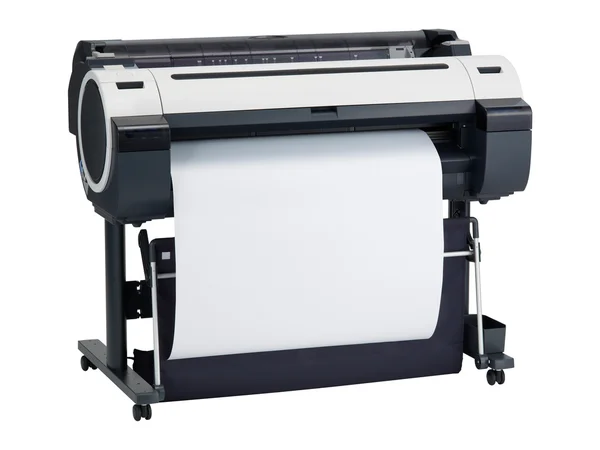 Tiskárna s čistým listem izolovaných na bílém + ořezovou cestu — Stock fotografie