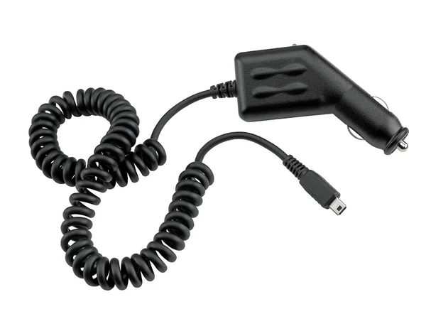 Carregador USB de automóvel para telefones, PDA, etc. isolado no whi — Fotografia de Stock